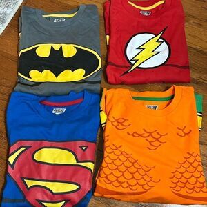 DC Comics Justice League Size 10/12 BUNDLE long sleeve 100% cotton boys shirts